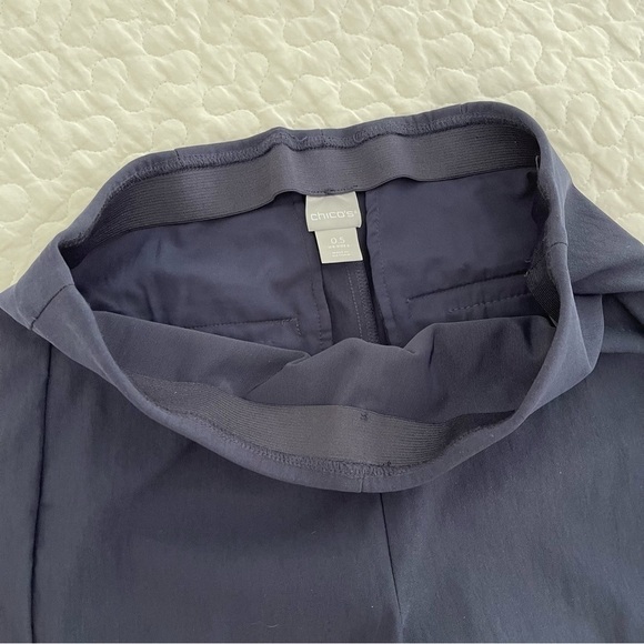 Chico’s pull on stretch flat front straight legs ankle navy blue pants size 6 - Picture 7 of 9